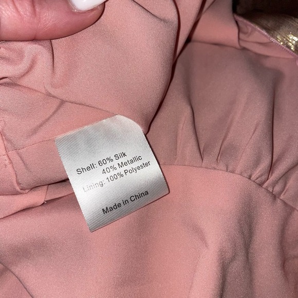 MILLY Women's Metallic Lurex Silk blend Chiffon Lauren Top pink waist tie SZ 0 - Picture 8 of 12